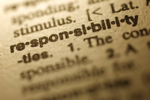Responsibility definition blurred only showing syllables